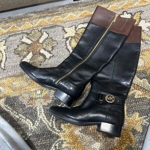 Michael Kors Black and Brown Leather Boots